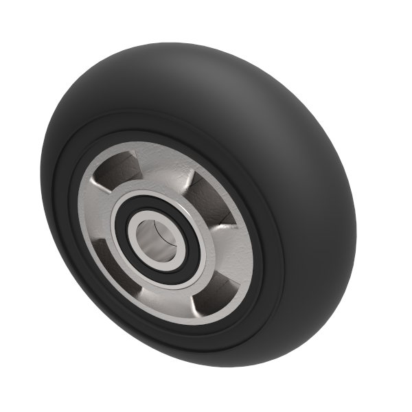 Black Soft Elastic Rubber 125mm Ball Bearing Wheel 200kg Load