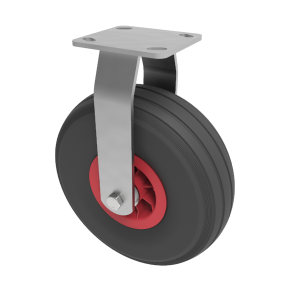 Puncture Proof Polyurethane Plate Fixed Castor 260mm 150kg Load