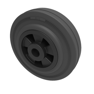 Black Rubber 125mm Plain Bore Wheel 90kg Load