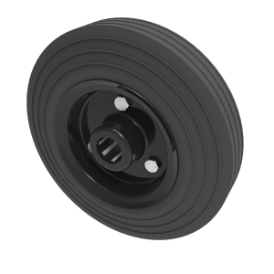 Black Rubber Pressed Steel 200mm Roller Bearing Wheel 205kg Load