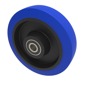Blue Elastic Rubber 75ShoreA 200mm Ball Bearing Wheel 400kg Load
