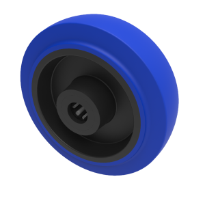 Blue Elastic Rubber 65ShoreA 125mm Roller Bearing Wheel 250kg Load