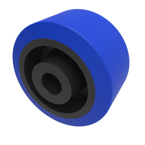 Blue Elastic Rubber 65mm Plain Bearing Wheel 100kg Load