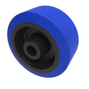 Blue Elastic Rubber 75mm Plain Bearing Wheel 130kg Load