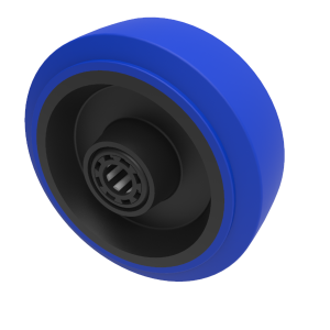 Blue Elastic Rubber 75ShoreA 100mm Roller Bearing Wheel 160kg Load