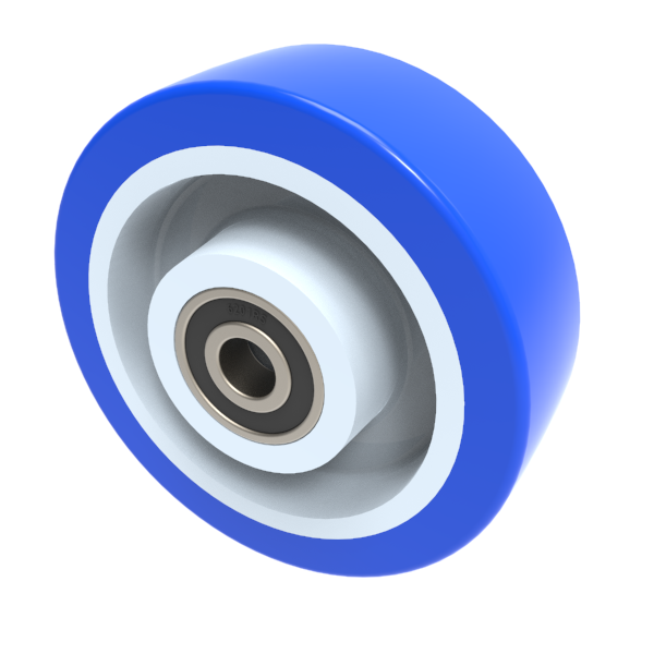 Soft Blue Polyurethane Nylon 100mm Ball Bearing Wheel 250kg Load