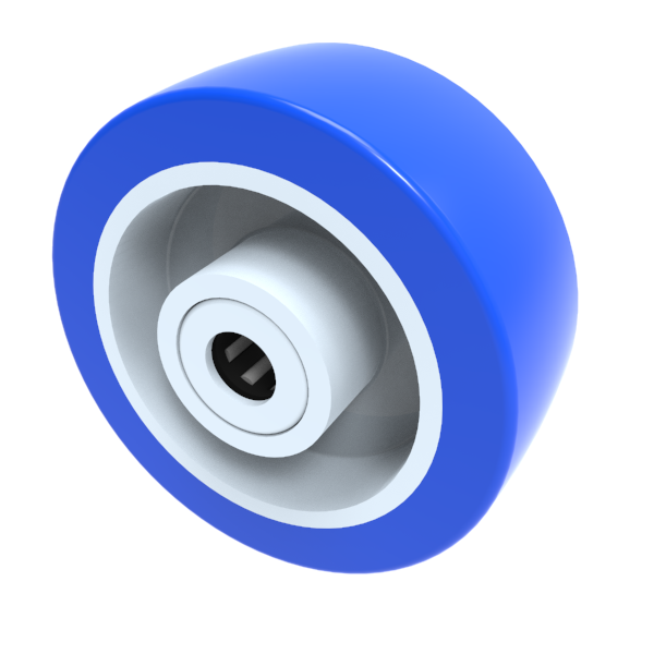 Soft Blue Polyurethane Nylon 100mm Roller Bearing Wheel 300kg Load