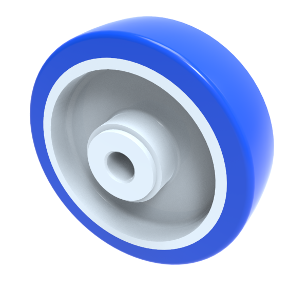 Soft Blue Polyurethane Nylon 125mm Plain Bearing Wheel 300kg Load