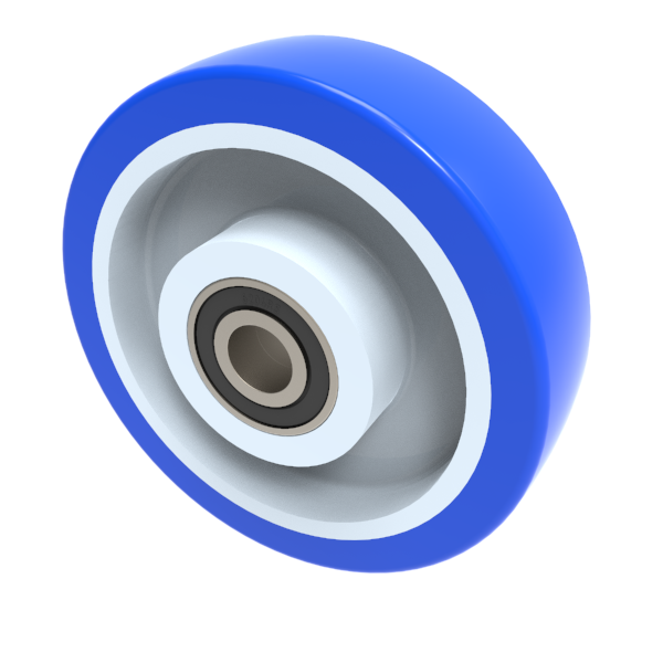 Soft Blue Polyurethane Nylon 150mm Ball Bearing Wheel 500kg Load