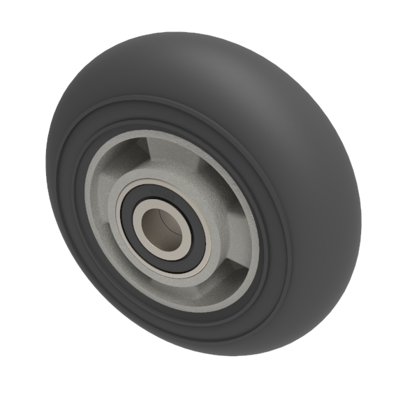 Black Soft Elastic Rubber 150mm Ball Bearing Wheel 250kg Load