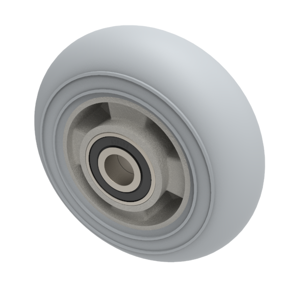 Grey Soft Elastic Rubber 150mm Ball Bearing Wheel 250kg Load