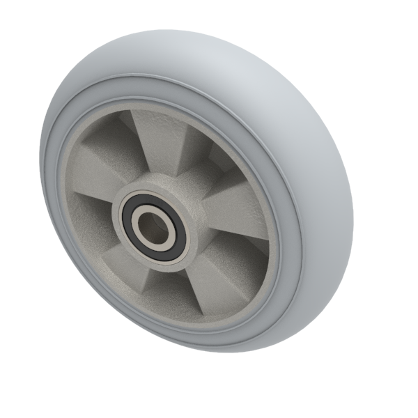 Grey Soft Elastic Rubber 200mm Ball Bearing Wheel 380kg Load