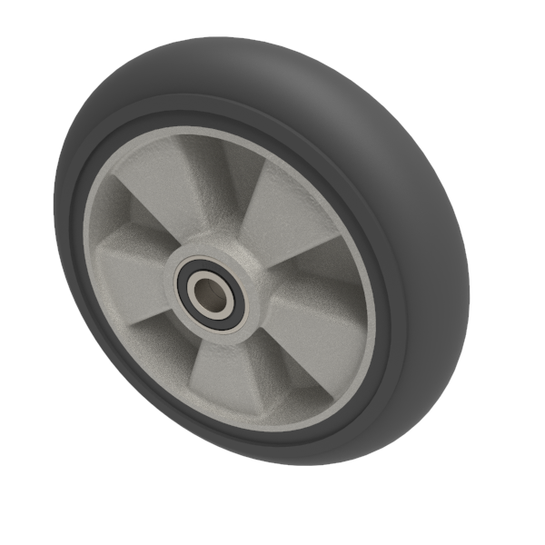 Black Soft Elastic Rubber 250mm Ball Bearing Wheel 500kg Load