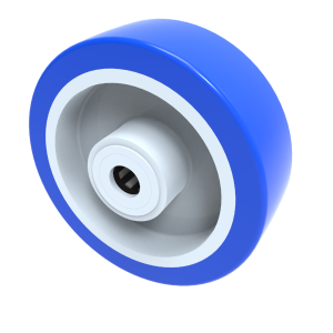 Soft Blue Polyurethane Nylon 100mm Roller Bearing Wheel 250kg Load