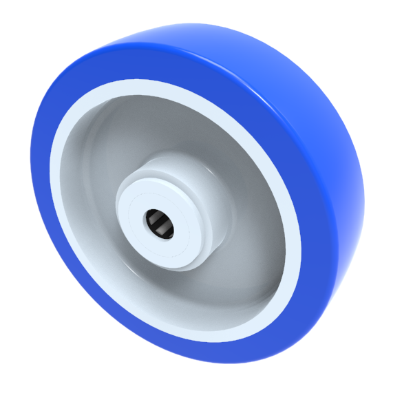 Soft Blue Polyurethane Nylon 150mm Roller Bearing Wheel 350kg Load
