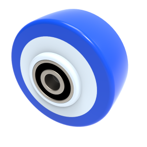 Soft Blue Polyurethane Nylon 80mm Ball Bearing Wheel 210kg Load
