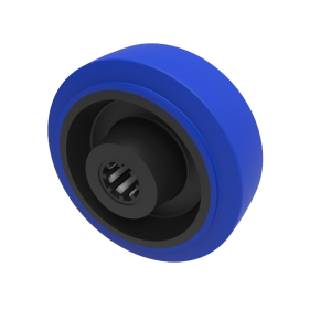 Blue Elastic Rubber 65ShoreA 100mm Roller Bearing Wheel 200kg Load